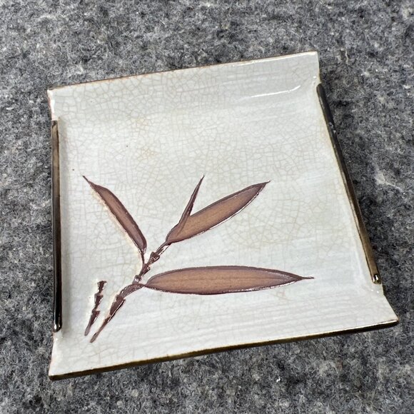 VTG Otagiri Japanese Bamboo Small Square Sushi Trinket Dish 4.75" Japan - Picture 1 of 13